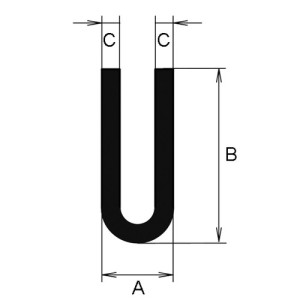 U-Profil aus CR - mit runder Schulter A: 4 mm / B: 24 mm / C: 1 mm / Einheit: 5 m