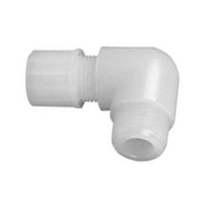 Winkel-Verbinder mit Außengewinde aus PFA - kurz Schlauch Innen-: 3/8" Zoll / Schlauch Außen-: 1/2" Zoll / Außengewinde: G 1/4" / D: 19 mm / l1: 1