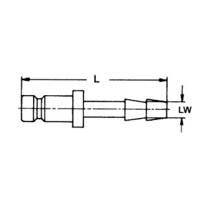 Schnellverschluss-Stecker aus Messing-vernickelt, NW 7,2 mm - zweiseitig absperrend Anschluss: Tülle 6 mm / Länge: 48 mm / Einheit: 1 Stück