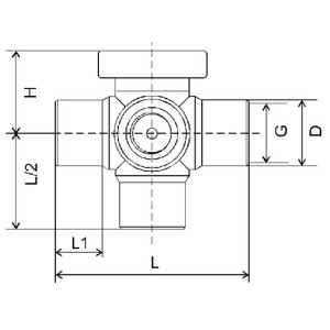 Mehrweg-Kugelhahn aus PP, PVDF oder PFA - gespritzt Ausführung: 5-Wege, L, vertikal / NW: 3 mm / Innengewinde: G 1/8" / max. Durchfluss Flüssigkeite