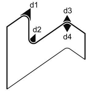 Kantenschutzprofil - ohne Dichtung Klemmbereich: 4 - 6 mm / min. d1: 50 mm / min. d2: 40 mm / min. d3: 30 mm / min. d4: 30 mm / Gewicht: 160 g/m / E