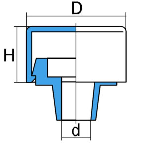 Abdeckkappe aus HDPE mit Rosette für Gewinde: M5:M6 / d: 6 mm / d1: 12,5 mm / D: 19,5 mm / H: 8 mm / Farbe: weiß / Einheit: 50 Stück