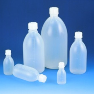 Enghalsflasche aus PP Inhalt: 250 ml / Außen-: 61 mm / -Hals: 19 mm / Höhe: 141 mm / Einheit: 5 Stück