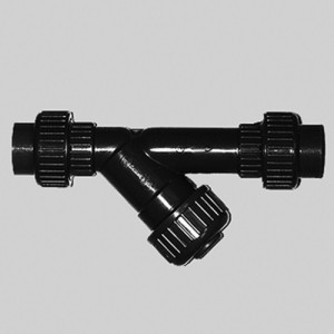 Schmutzfänger aus PVC-U - mit Verschraubung d: 50 mm / NW: 40 mm / Außengewinde: G 1 1/2" / H: 128 mm / l: 51 mm / L: 200 mm / L1: 210 mm / L2: 256