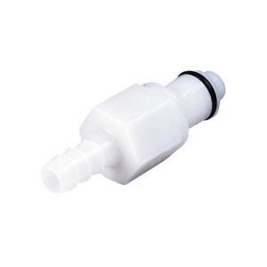 POM-Schnellverschluss-Stecker, NW 6,4 mm Anschluss: Tülle 9,5 mm / Ventil: mit / Länge: 46 mm / Einheit: 1 Stück