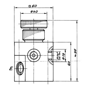 5-Wege-Hahn aus PP oder PTFE - Durchgangs-Küken NW: 4 mm / Innengewinde: G 1/4" / D: 40 mm / h: 60 mm / H: 95 mm / L: 60 mm / Werkstoff: PTFE / Einh