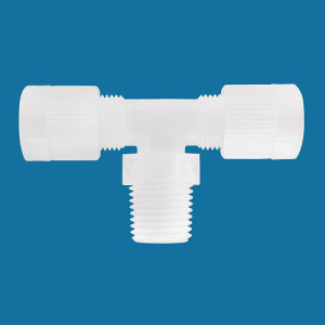 T-Rohrverbinder mit Außengewinde aus PA oder PVDF Rohr Außen-: 6 mm / Außengewinde: R 1/4" / NW: 2,8 mm / L1: 25 mm / L2: 24,5 mm / SW1: 8 mm / SW2