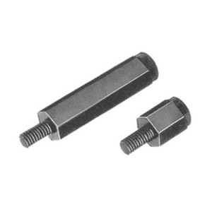 Distanzbolzen aus PA-glasfaserverstärkt - Innen-/Außengewinde Innengewinde: M4 x 0,7 / P1: 10 mm / Außengewinde: M4 x 0,7 / P2: 8 mm / L: 18 mm / SW