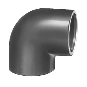 Winkel-Verbinder 90° mit Klebemuffe aus PVC-U d: 20 mm / D: 28 mm / PN: 16 bar / Einheit: 10 Stück