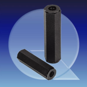 Distanzbolzen aus PA - sechskant, Innengewinde Innengewinde: M6 x 1 / P1: 6 mm / P2: 6 mm / L: 12 mm / SW: 10 mm / Einheit: 10 Stück