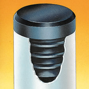 Lamellenstopfen aus LDPE - rund D: 50,8 mm / h: 14,5 mm / h1: 5 mm / g: 1 - 3 mm / Farbe: schwarz / Einheit: 10 Stück