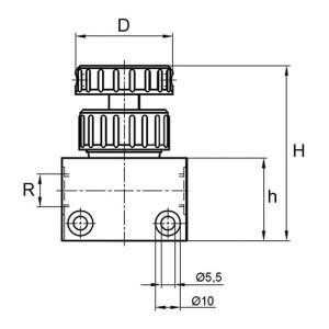 Durchgangshahn aus PP NW: 8 mm / Innengewinde: G 1/2" / B: 50 mm / D: 48 mm / h: 45 mm / H: 110 mm / l: 50 mm / L: 70 mm / Einheit: 1 Stück
