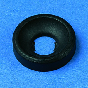 Rosette aus PA für Senkkopfschrauben - rechteckiger Querschnitt, Nase für Gewinde: M6 / d: 6,2 mm / d1: 11,5 mm / D: 15 mm / h: 4,1 mm / d2: 90 Grad