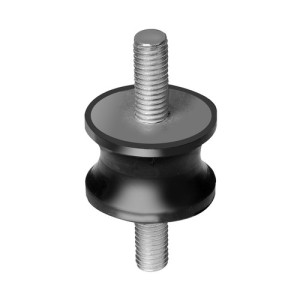 Metall-Gummipuffer - tailliert, beidseitig Außengewinde mittl. Federrate CD: 600 N/mm / zul. Druckbelastung: 3.000 N / D: 75 mm / H: 40 mm / Gewinde