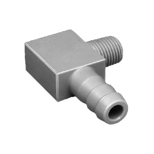 Winkel-Schlauchtülle mit Außengewinde aus PP, PVDF oder PTFE Schlauch Innen-: 6 mm / Außengewinde: NPT 1/4" / l1: 15 mm / l2: 23 mm / L1: 32 mm / L
