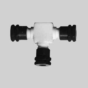T-Rohrverbinder aus PTFE Schlauch Außen-: 5,7 - 6,4 mm / Größe: E / E / E / Werkstoff Muttern: PCTFE / Einheit: 1 Stück