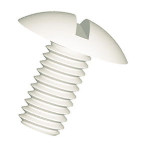 Flachrundkopfschraube (NFE 25129) aus PP - mit Schlitz Außengewinde: M6 x 1 / Gewindelänge: 80 mm / D: 15 mm / d1: 1,6 mm / l1: 3,3 mm / l2: 1,5 mm