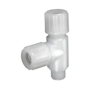 T-Verbinder mit Außengewinde aus PFA - asymmetrisch Schlauch Innen-: 6 mm / Schlauch Außen-: 10 mm / Außengewinde: NPT 1/2" / D: 25 mm / l1: 20 mm