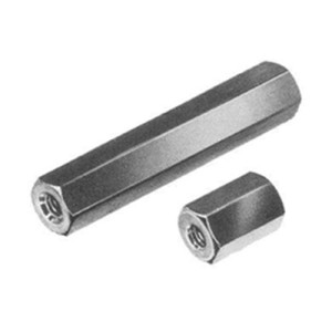 Distanzbolzen aus Messing - sechskant, Innengewinde (M2,5 - M5) Innengewinde: M3 x 0,5 / P1: 3 mm / P2: 3 mm / L: 6 mm / SW: 5 mm / Einheit: 50 Stüc