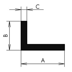 L-Profil aus CR A: 15 mm / B: 10 mm / C: 2 mm / Einheit: 10 m