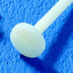Rändelschraube (DIN 654) aus PVDF - mit Schlitz Außengewinde: M6 x 1 / Gewindelänge: 10 mm / D: 20 mm / l1: 4 mm / d1: 2,4 mm / l2: 1,7 mm / Einheit