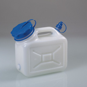 Kanister aus HDPE Inhalt: 6 l / Abmessung LxBxH: 264 x 132 x 296 mm / -Hals: 95 mm / Gewindestutzen: ohne / Einheit: 1 Stück