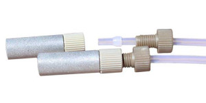 Zylinderfritte aus Edelstahl - mit Fitting und Ferrule Porengröße: 20 &micro;m / Außen-: 9,5 mm / max. Durchfluss Flüssigkeiten: 120 ml/min. / Läng