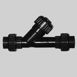 Rückschlagventil (Schrägsitz) aus PP mit Verschraubungen d: 20 mm / NW: 15 mm / L: 130 mm / L1: 184 mm / Einheit: 1 Stück