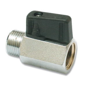 Kugelhahn aus Messing - Außen-/Innengewinde Außengewinde: G 3/8" / Innengewinde: G 3/8" / NW: 8 mm / H: 31 mm / l1: 11 mm / L: 41,5 mm / L1: 22 mm /