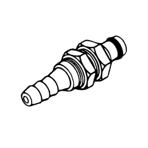 POM-Schnellverschluss-Stecker, NW 3,2 mm - Schalttafel Anschluss: Tülle 3,2 mm / Ventil: mit / Länge: 44 mm / Schott-: 13 mm / Einheit: 1 Stück