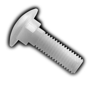 Flachrundkopfschraube (DIN 603) aus PA - mit Vierkantansatz Außengewinde: M6 x 1 / Gewindelänge: 10 mm / L: 20 mm / l1: 10 mm / l2: 4 mm / Einheit: