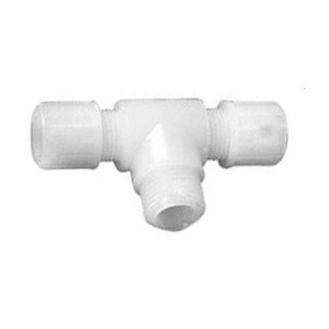 T-Verbinder mit Außengewinde aus PFA - symmetrisch Schlauch Innen-: 4 mm / Schlauch Außen-: 6 mm / Außengewinde: NPT 1/2" / l1: 20 mm / L1: 64 mm