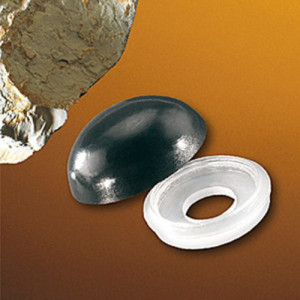 Abdeckkappe aus HDPE mit Rosette für Gewinde: M4:M5 / d: 5 mm / d1: 10 mm / D: 14,5 mm / H: 5 mm / Farbe: schwarz / Einheit: 100 Stück