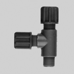 T-Verbinder mit Außengewinde aus PP oder PVDF - asymmetrisch Schlauch Innen-: 6 mm / Schlauch Außen-: 8 mm / Außengewinde: NPT 3/8" / D: 20 mm / l
