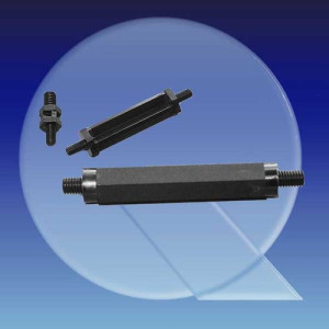 Distanzbolzen aus PA - sechskant, Außengewinde Außengewinde: M3 x 0,5 / P1: 6 mm / P2: 6 mm / L: 12 mm / SW: 6 mm / Einheit: 10 Stück