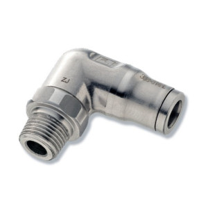Winkel-Steckverbinder aus Edelstahl mit Außengewinde - kurz Rohr Außen-: 1/2" Zoll / Außengewinde: NPT 1/4" / D: 21 mm / H: 32 mm / L: 33 mm / SW: