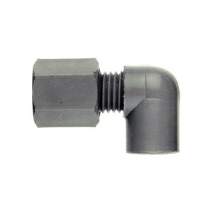 Winkel-Rohrverbinder mit Innengewinde aus PP, PVDF oder PTFE Rohr Außen-: 10 mm / Innengewinde: G 1/8" / D: 20 mm / l1: 12 mm / L1: 41 mm / L2: 20