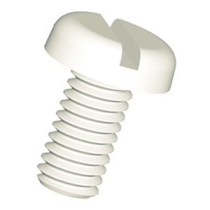 Flachkopfschraube (DIN 85) aus PA - mit Schlitz Außengewinde: M3 x 0,5 / Gewindelänge: 5 mm / Einheit: 100 Stück
