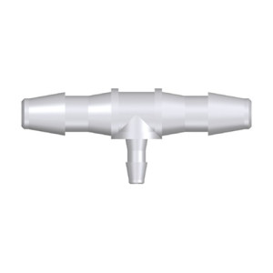 Mini-T-Reduzier-Schlauchtülle - symmetrisch Schlauch Innen- (A): 3,2 mm / Schlauch Innen- (B): 1,6 mm / Werkstoff: PVDF / Farbe: natur / Einheit: