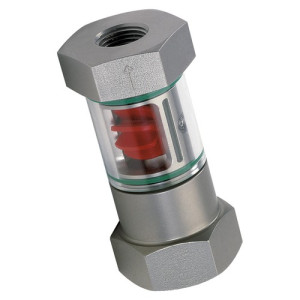 Durchflussanzeiger aus Messing oder Edelstahl NW: 8 mm / Messbereich Flüssigkeiten: 0,7 - 4 l/min. / Innengewinde: G 1/4" / l1: 9 mm / Werkstoff: Ed
