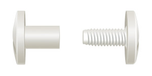 Verbindungsschraube aus PA Außengewinde: M6 x 1 / Gewindelänge: 12 mm / Farbe: weiß / Einheit: 25 Stück