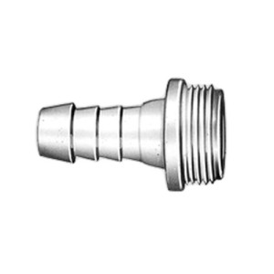 Gerade-Schlauchtülle mit Außengewinde aus HDPE Schlauch Innen-: 10 mm / Schlauch Innen-: 3/8" Zoll / NW: 7 mm / Außengewinde: R 1/2" / L: 44 mm /