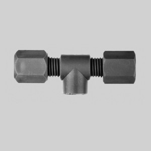 T-Rohrverbinder mit Innengewinde aus PP, PVDF oder PTFE Rohr Außen-: 14 mm / Innengewinde: G 1/4" / D: 25 mm / l1: 15 mm / L1: 64 mm / Werkstoff: P