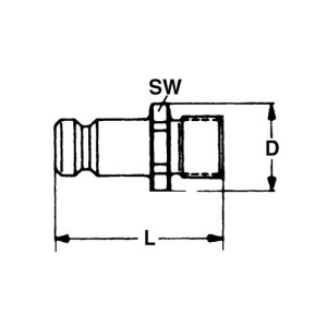 PA-Schnellverschluss-Stecker, NW 6 mm Anschluss: A-Gewinde G 1/2" / Ventil: ohne / Länge: 38 mm / Einheit: 2 Stück