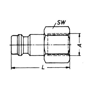 Schnellverschluss-Stecker aus Messing-vernickelt, NW 7,2 mm - einseitig absperrend Anschluss: I-Gewinde G 1/2" / Länge: 36 mm / Einheit: 1 Stück
