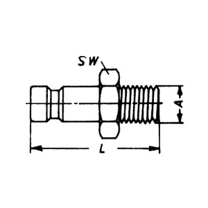 Schnellverschluss-Stecker aus Edelstahl, NW 2,7 mm - einseitig absperrend Anschluss: A-Gewinde M5 / Länge: 18 mm / Einheit: 1 Stück