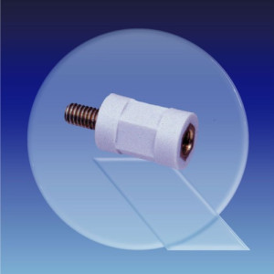 Isolierdistanzbolzen aus PS - zylindrisch, Innen-/Außengewinde (M3 - M6) L: 20 mm / Außengewinde: M4 x 0,7 / P1: 7 mm / Innengewinde: M4 x 0,7 / P2:
