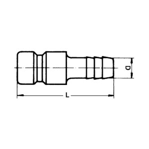 POM-Schnellverschluss-Stecker, NW 12,2 mm Anschluss: Tülle 13 mm / Ventil: ohne / Länge: 61 mm / Einheit: 1 Stück