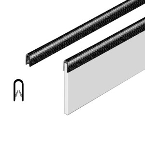 Kantenschutzprofil - ohne Dichtung Klemmbereich: 1 - 2 mm / min. d1: 15 mm / min. d2: 15 mm / min. d3: 10 mm / min. d4: 10 mm / Gewicht: 65 g/m / Ei