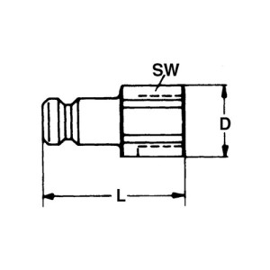 PA-Schnellverschluss-Stecker, NW 6 mm Anschluss: I-Gewinde G 3/8" / Ventil: ohne / Länge: 36 mm / Einheit: 2 Stück